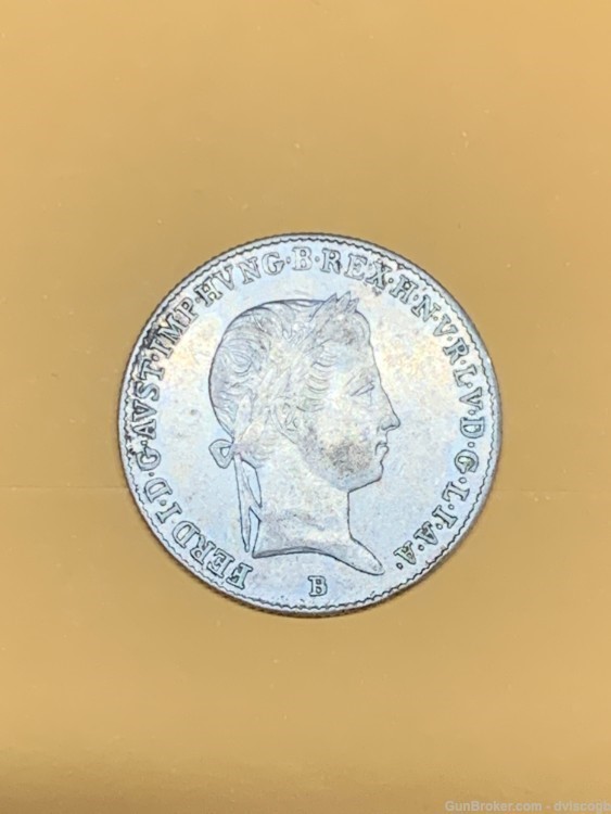 1847 B Hungary King Ferdinand V Madonna Antique Silver 10 Krajczar -img-0