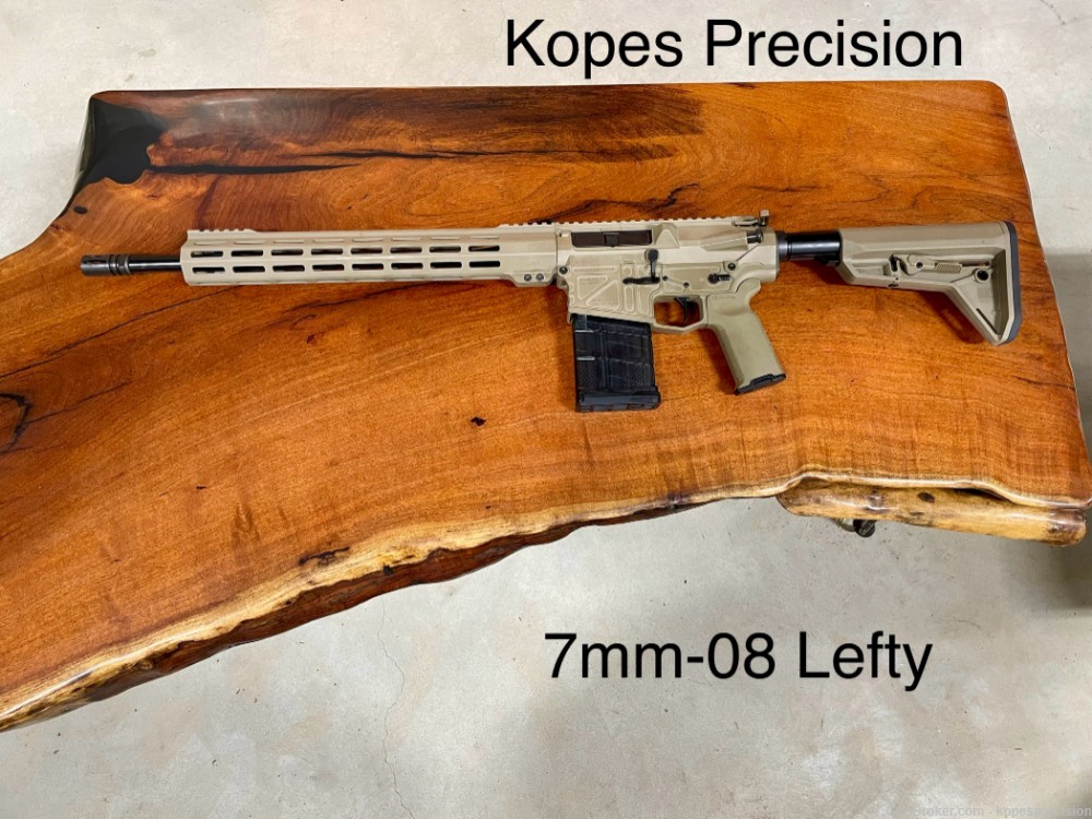 Kopes Precision 7mm-08 AR-10 Rifle, FDE FLat Dark Earth, Lefty, Left Hand-img-0