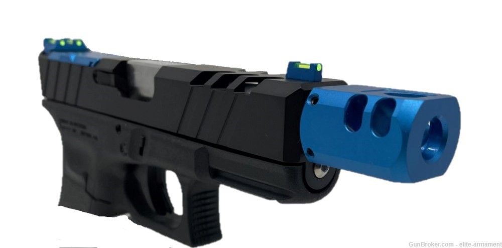 Glock 19 Slide Complete Gen 3 RMR Cut W/ Blue Anodized Comp, Fiber Sights-img-0