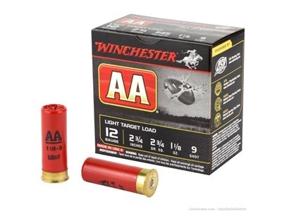 Winchester AA Target 12 Gauge 2.75" 1145fps 1 1/8oz. #9 Shot - 25 Rounds