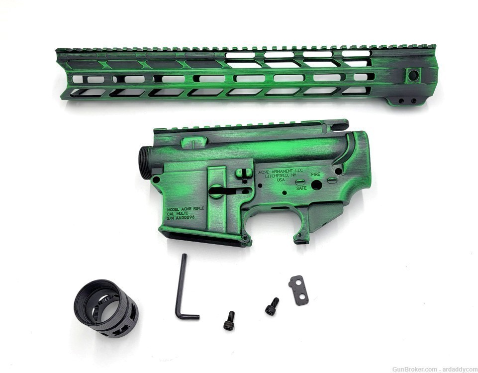 Custom Toxic Green UPPER & LOWER Receiver with HANDGUARD Builders Kit $279-img-1