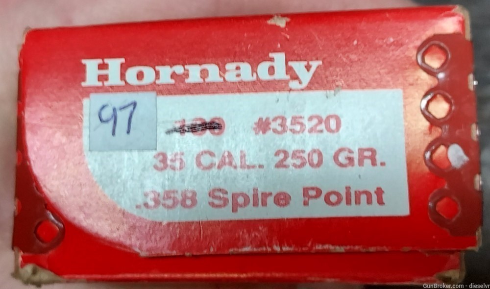 97 Discontinued Hornady . 358 " 35 Caliber 250 Grain Spire Point Bullets-img-0
