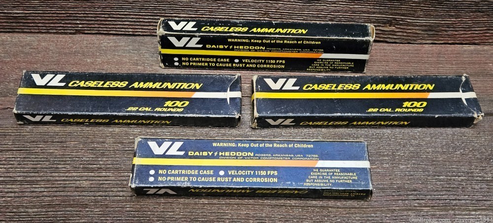 4 Boxes of VL Caseless 22cal Ammunition 400 Rounds-img-0