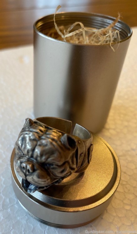 Bulldog Sterling Silver Ring, Hand Made, With Moving Tongue, Brand New-img-0