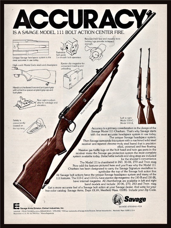 1978 SAVAGE Model 111 Bolt Action Center-Fire Rifle PRINT AD-img-0