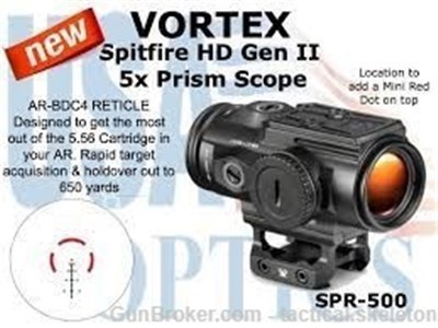 VORTEX, SPR-500, SPITFIRE HD GEN II 5x PRISM SCOPE