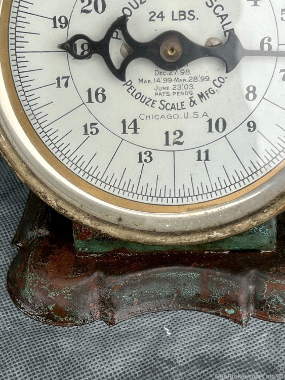ANTIQUE 1903 PELOUZE SCALE & MFG. CO. 24LBS SCALE, WITH TILE-img-8