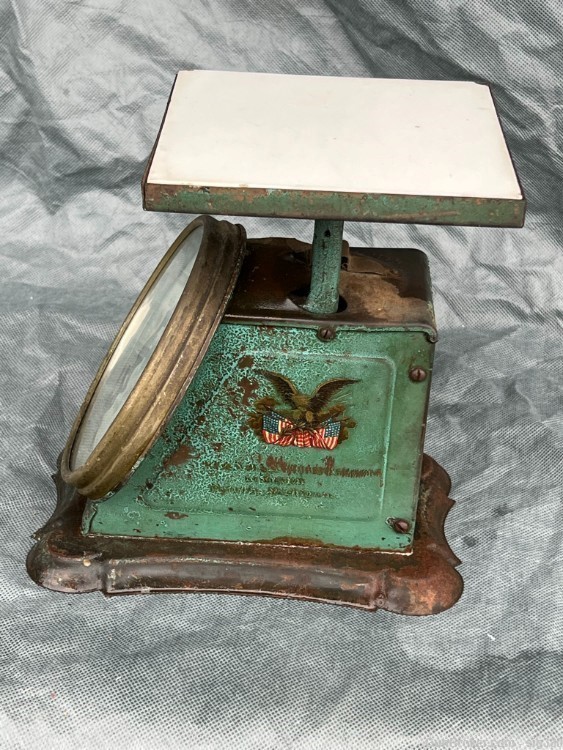 ANTIQUE 1903 PELOUZE SCALE & MFG. CO. 24LBS SCALE, WITH TILE-img-2