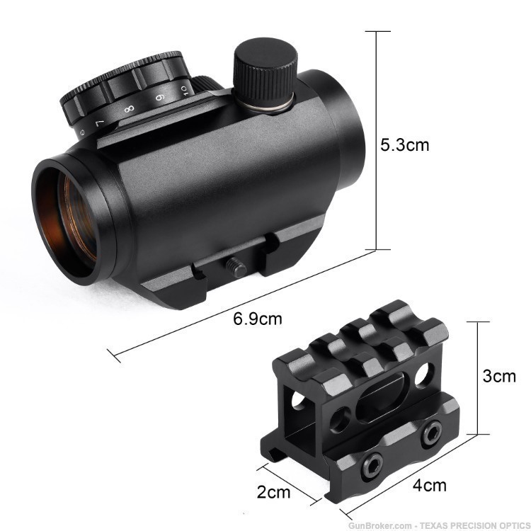 Sniper Micro Red Dot Sight 2MOA 1x25mm Reflex Sight with 1 Inch Riser Mount-img-5