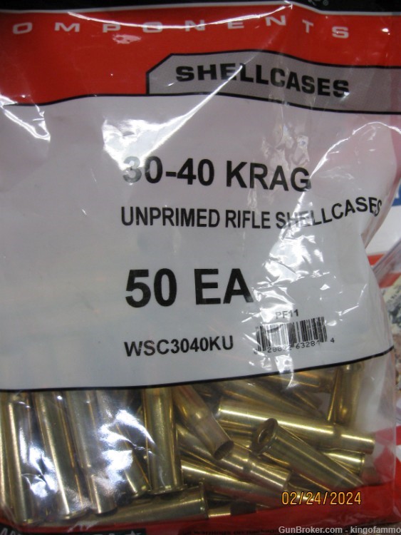 Scarce New Winchester Bag 50 pcs 30-40 KRAG Rifle Brass; more others too-img-1