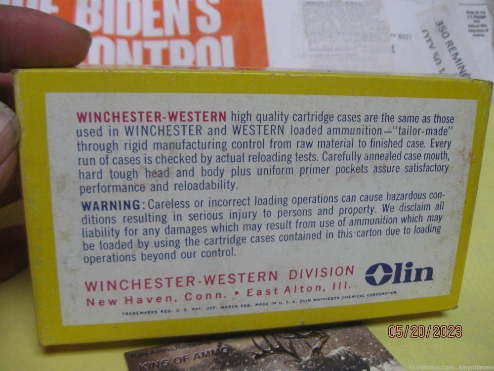 348 WIN New Yellow Box 20 pc WINCHESTER Brass,more and Other Calibers Too-img-2