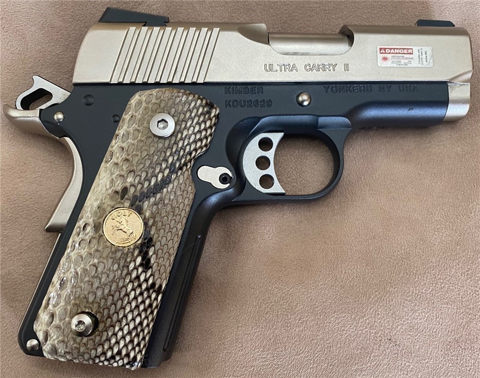 Compact 1911 Grips Genuine Python Skin w/Colt Medallions GRIPS ONLY-img-0