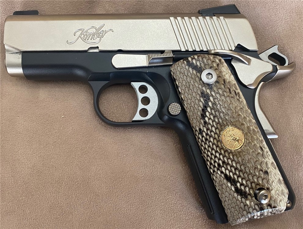 Compact 1911 Grips Genuine Python Skin w/Colt Medallions GRIPS ONLY-img-1