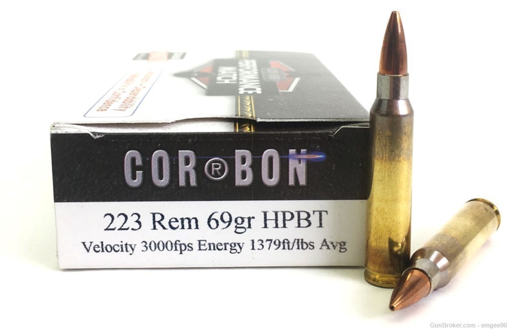 CorBon PM22369/20 .223 Match Rem 69 HPBT 3000fps, 1379 ft/lbs 100 Lot NR! -img-0