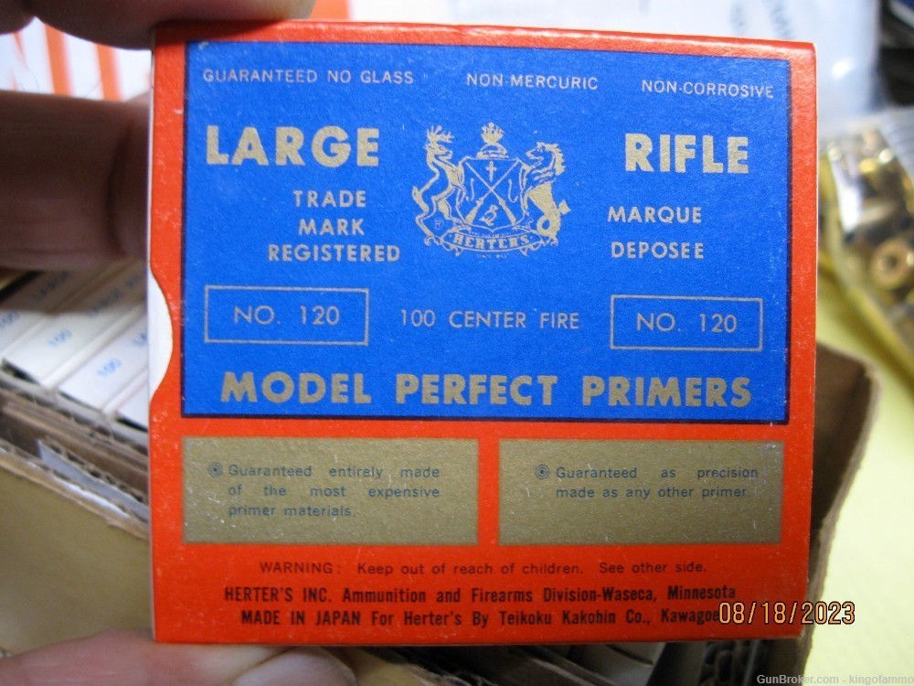 Scarce Large Rifle Primers 1,200 Pc Brick Herter's:  more LR & others avail-img-2