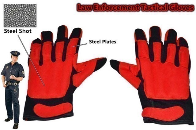 XL Sap Gloves - Red Leather and Black Neoprene-img-3