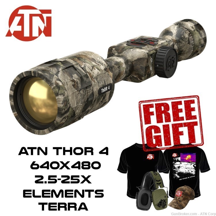 SET ATN Thor 4 640x480, 2.5-25x Mossy Oak Elements Terra + FREE GIFT-img-0