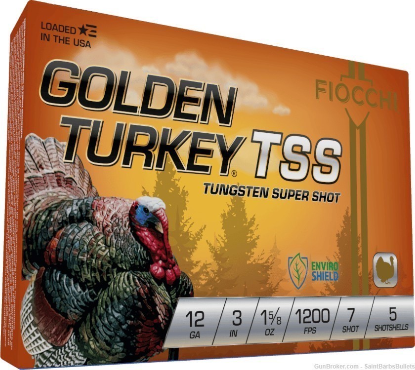 Fiocchi Golden Turkey TSS 12ga 3" 1200fps 1 5/8oz. #7 Tungsten Shot-img-0