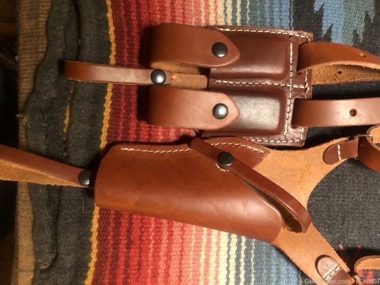 Leather Vertical Shoulder Holster w Dual Mag Pouch Fits Colt Kimber M 1911-img-6