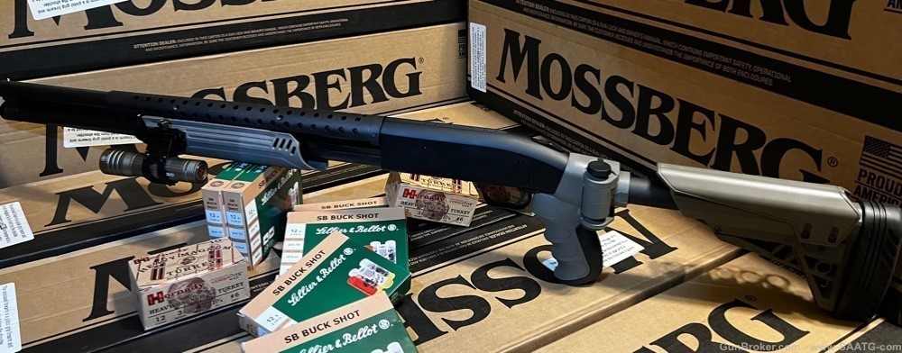Mossberg Tactical Defense Riot Assault 12ga Shotgun GREY Side Folding Stock-img-0