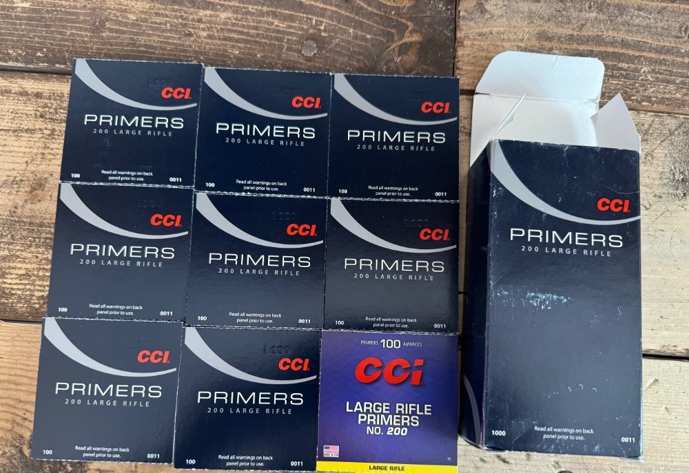No. 200 Large Rifle CCI Primers (900 count)  9 sleeves of 100 No CC Fees-img-0
