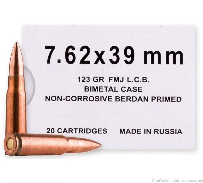 Barnaul Ammunition 7.62x39mm 123 Grain FMJ 500 Rounds AM762B-img-1