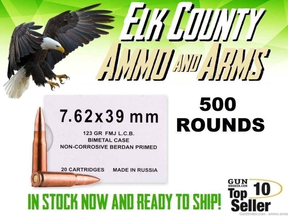 Barnaul Ammunition 7.62x39mm 123 Grain FMJ 500 Rounds AM762B-img-0