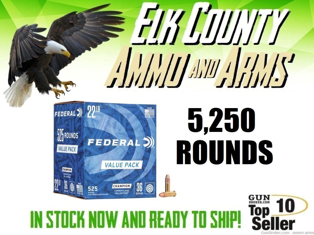 Federal Champion .22 LR 36 Grain CPHP 5250 Rounds - 745-img-0
