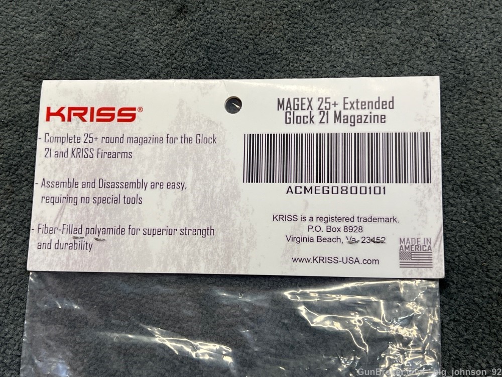 Kriss Glock 21 41 SF 30rd Magazine 13rd w/ 17rd Extension 45 ACP Black-img-6