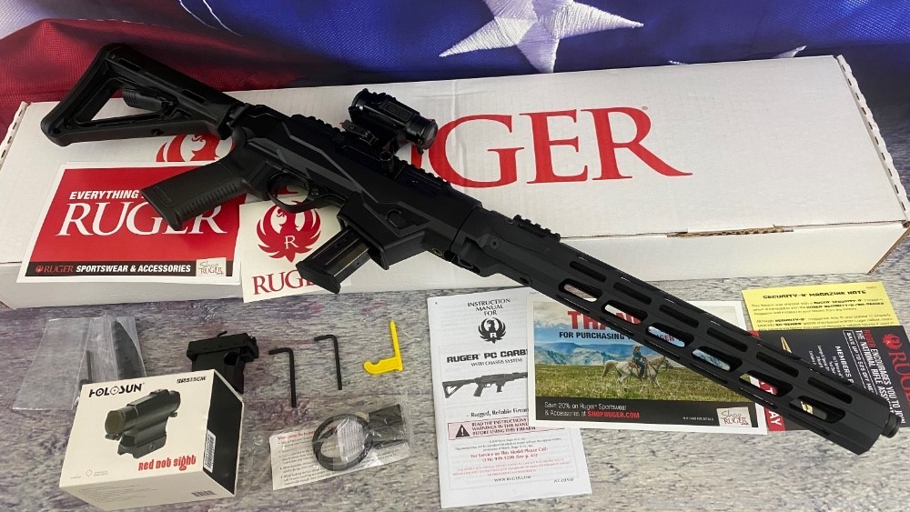 Ruger pistol caliber carbine PC 9mm with a Holosun red dot -img-0