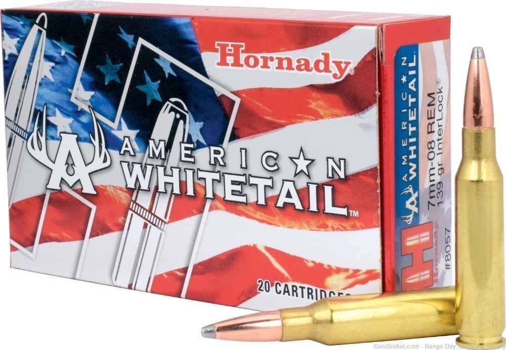 7mm-08 Rem Hornady Whitetail 20 Rounds 1 box 139gr Interlock 7 mm 08 Ammo-img-0