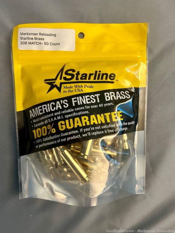 Starline 308 MATCH SRP brass, 308 Win Small Rifle Primer Brass- 50 count-img-0