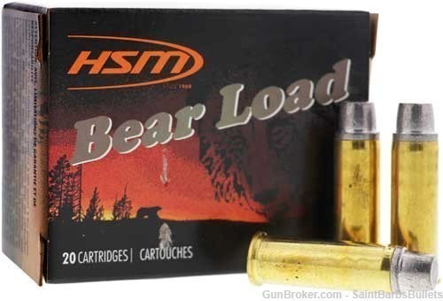 HSM Bear Ammo .45 Long Colt 325 Grain Wide Flat Nose Gas Check - 20 Rounds-img-0