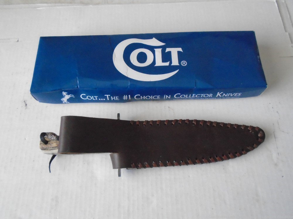 Rare & Discontinued NIB COLT CT278 STAG HANDLE 12" DAMASCUS BOWIE KNIFE!-img-9