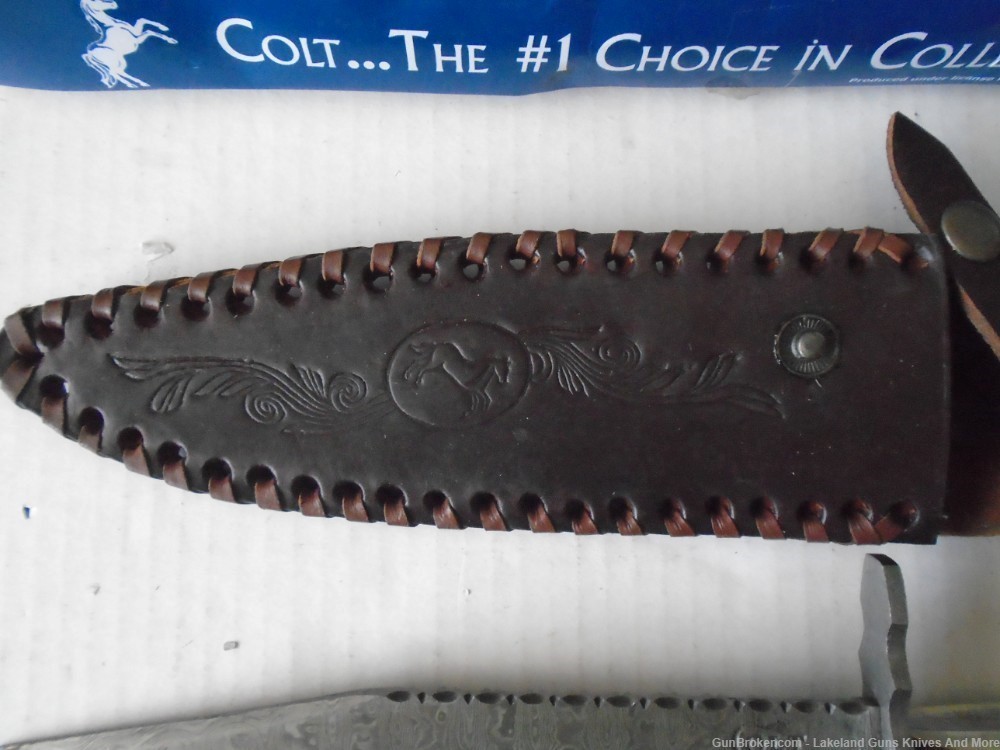 Rare & Discontinued NIB COLT CT278 STAG HANDLE 12" DAMASCUS BOWIE KNIFE!-img-28