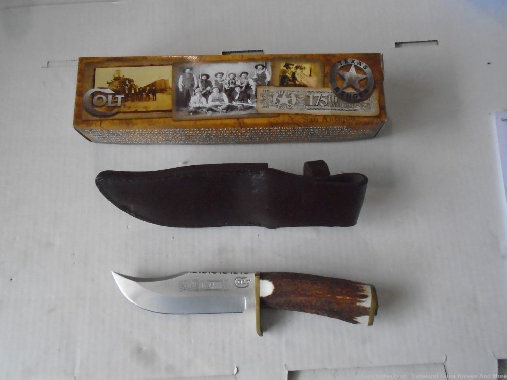 RARE COLT CT306 TEXAS RANGERS 175TH ANNIVERSARY 10" STAG HANDLE BOWIE KNIFE-img-24