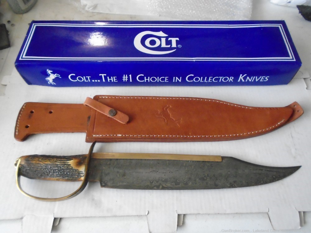 MASSIVE NIB COLT CT826 FIXED BLADE DAMASCUS D GUARD BOWIE KNIFE-img-5