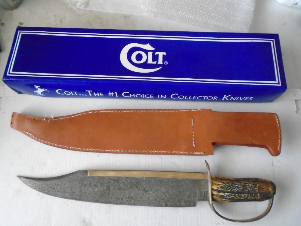 MASSIVE NIB COLT CT826 FIXED BLADE DAMASCUS D GUARD BOWIE KNIFE-img-2