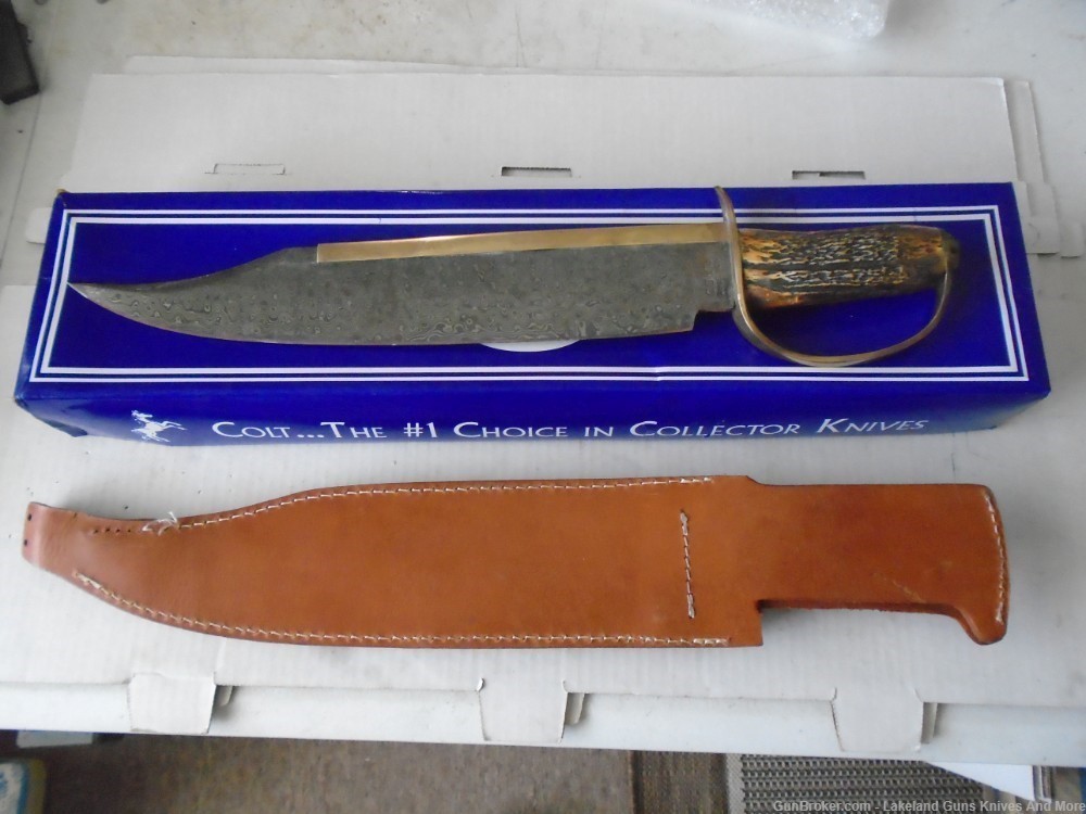 MASSIVE NIB COLT CT826 FIXED BLADE DAMASCUS D GUARD BOWIE KNIFE-img-17