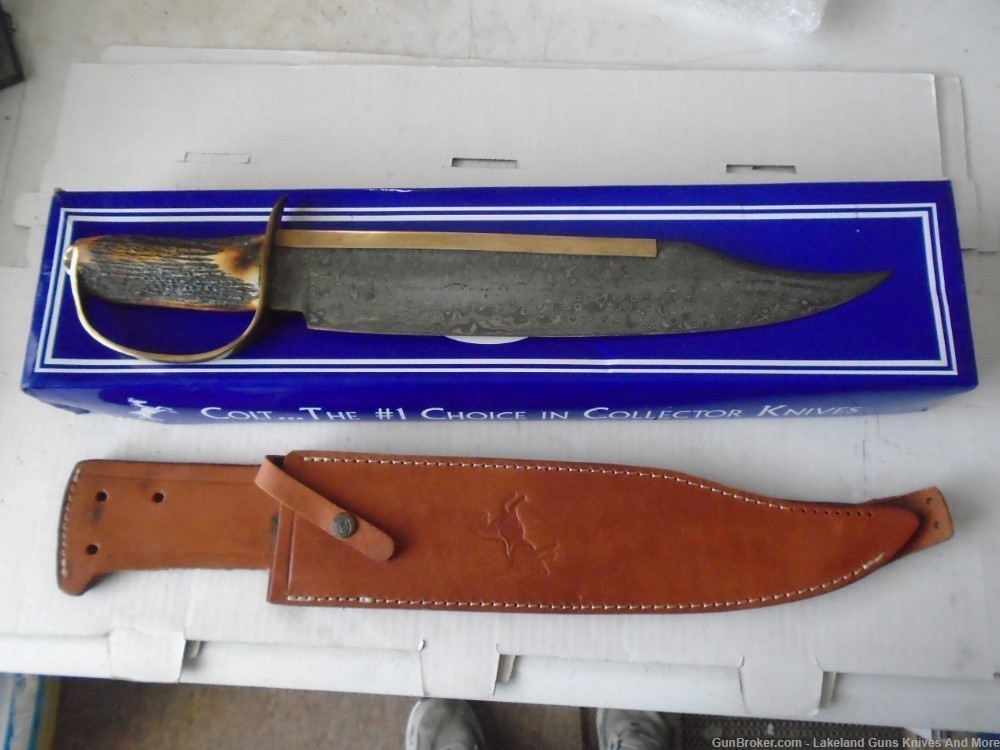 MASSIVE NIB COLT CT826 FIXED BLADE DAMASCUS D GUARD BOWIE KNIFE-img-19