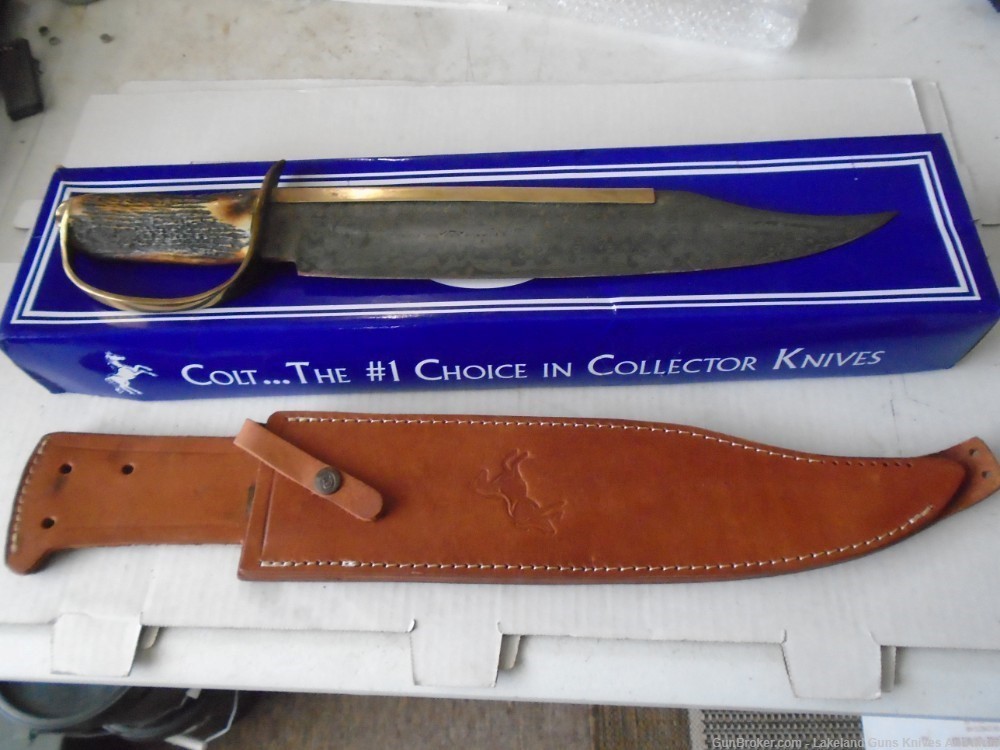 MASSIVE NIB COLT CT826 FIXED BLADE DAMASCUS D GUARD BOWIE KNIFE-img-18
