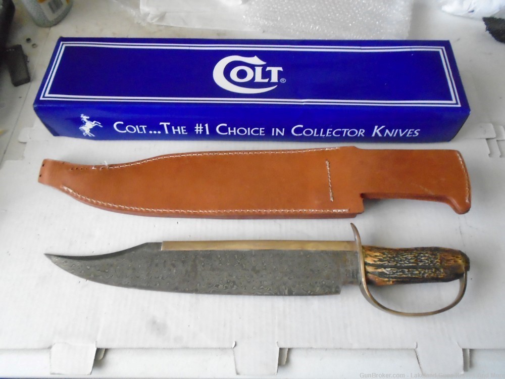 MASSIVE NIB COLT CT826 FIXED BLADE DAMASCUS D GUARD BOWIE KNIFE-img-4