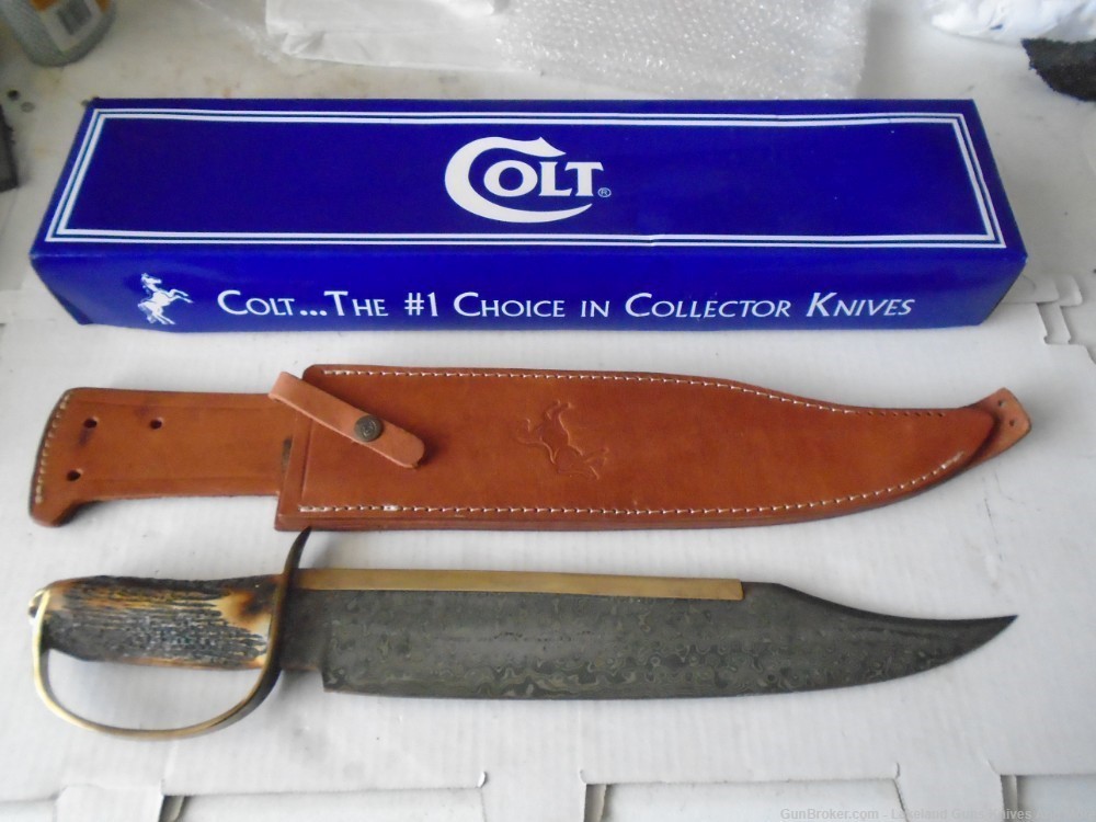 MASSIVE NIB COLT CT826 FIXED BLADE DAMASCUS D GUARD BOWIE KNIFE-img-6