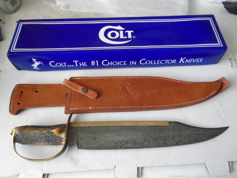 MASSIVE NIB COLT CT826 FIXED BLADE DAMASCUS D GUARD BOWIE KNIFE-img-10