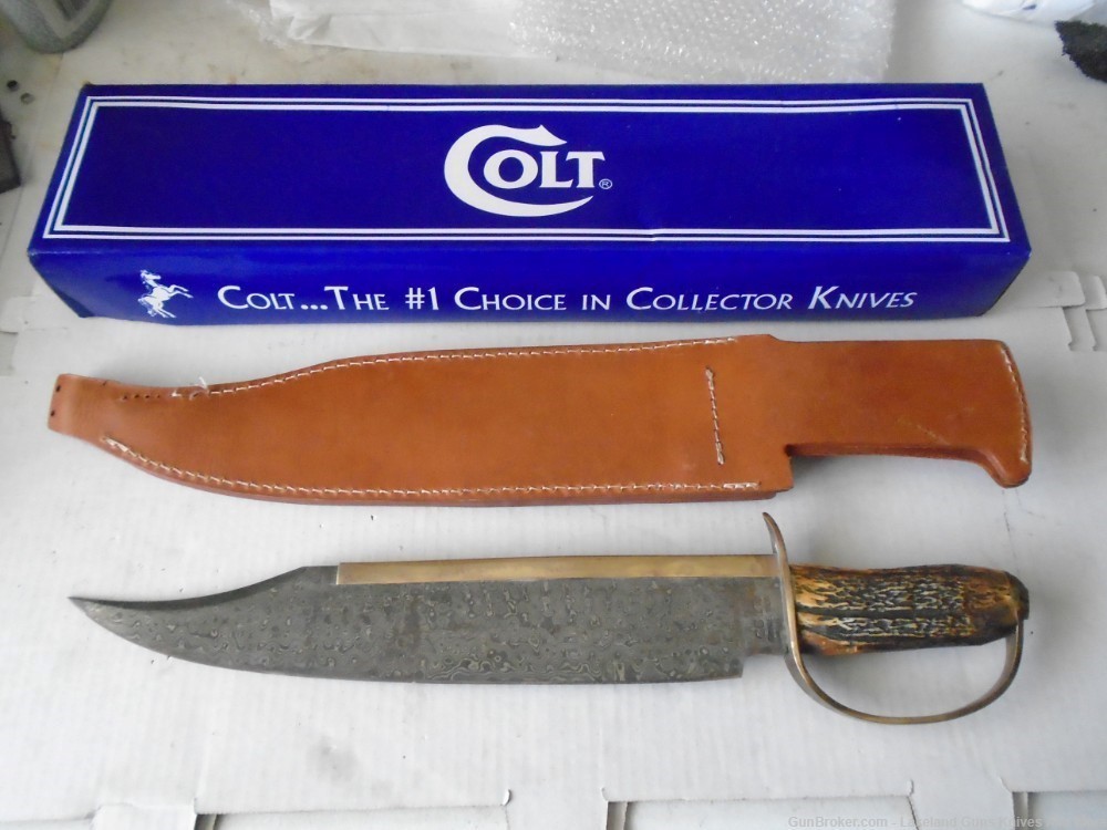 MASSIVE NIB COLT CT826 FIXED BLADE DAMASCUS D GUARD BOWIE KNIFE-img-1