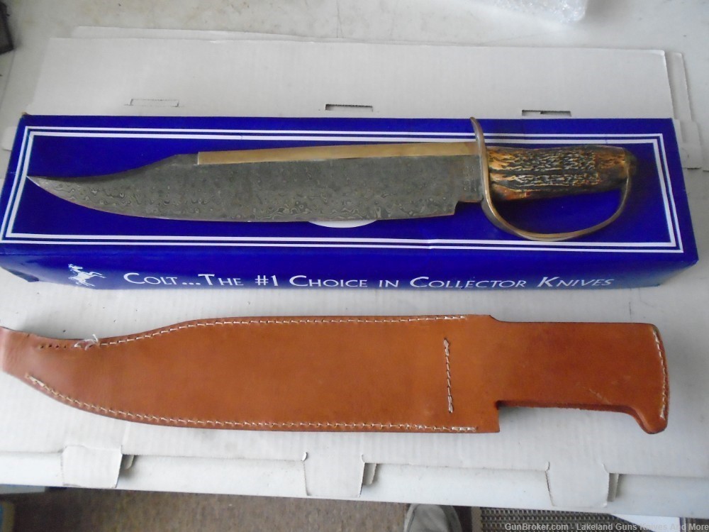 MASSIVE NIB COLT CT826 FIXED BLADE DAMASCUS D GUARD BOWIE KNIFE-img-15