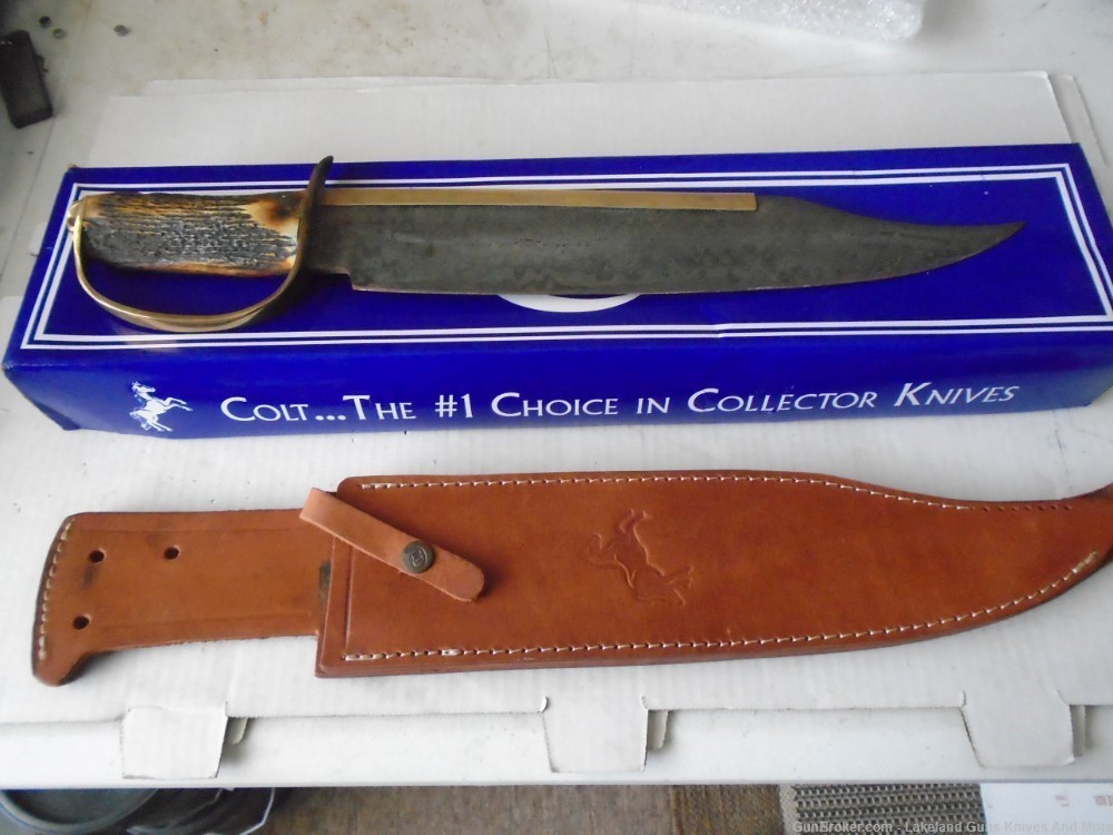 MASSIVE NIB COLT CT826 FIXED BLADE DAMASCUS D GUARD BOWIE KNIFE-img-13
