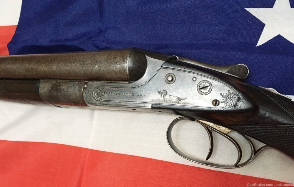 Shotgun LeFever double barrel , F grade 1892 production sideplates-img-6