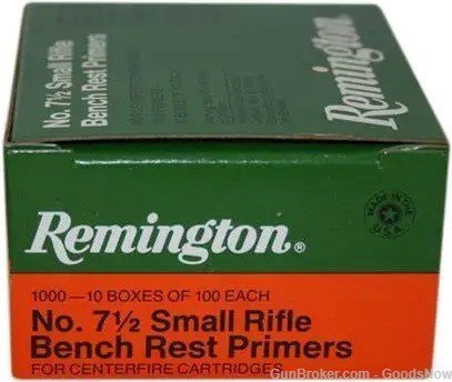 Remington Small Rifle Bench Rest Primers 7-1/2 1000 Rifle Small Primers 7.5-img-0