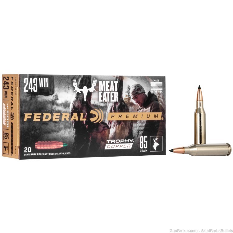 Federal Premium .243 Winchester 85 Grain Trophy Copper - 20 Rounds-img-0